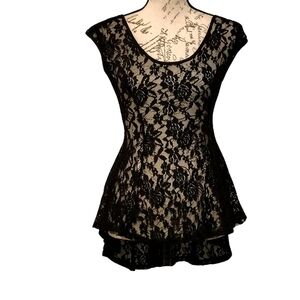Rhapsody Black Lace High-low Fitted Top Medium Whimsygoth Steampunk Romantic